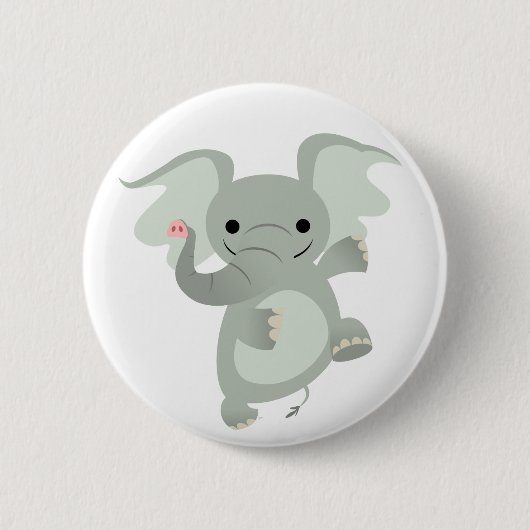 Tanzen-Cartoon-Elefant-Knopf-Abzeichen Button (Vorderseite)
