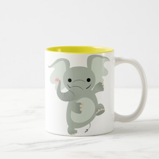 Tanzen-Cartoon-Elefant-Tasse Zweifarbige Tasse (Rechts)