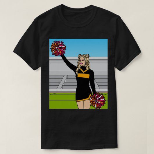 Tanzen Cheerleader jubelt mit Pom Poms 7 T-Shirt (Design vorne)