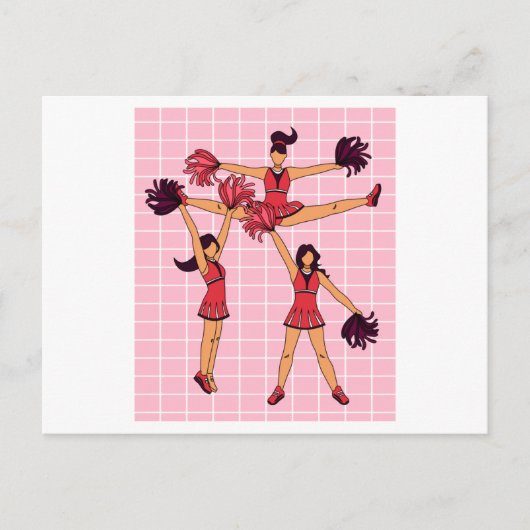 Tanzen Cheerleader jubelt mit Pom Poms Postkarte (Vorderseite)