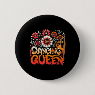 Tanzen einer Königin, die Vintagen 70er 80er tanzt Button