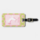 Tanzen-Einhorn-Rosa und grüner Blumenrucksack Gepäckanhänger (Vorderseite horizontal)