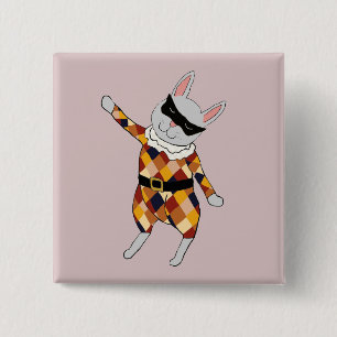 Tanzen-Harlekin-Häschen-Knopf Button