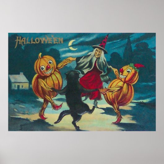 Tanzen Hexenkatze O' Lantern Monster Black Cat Poster (Vorne)