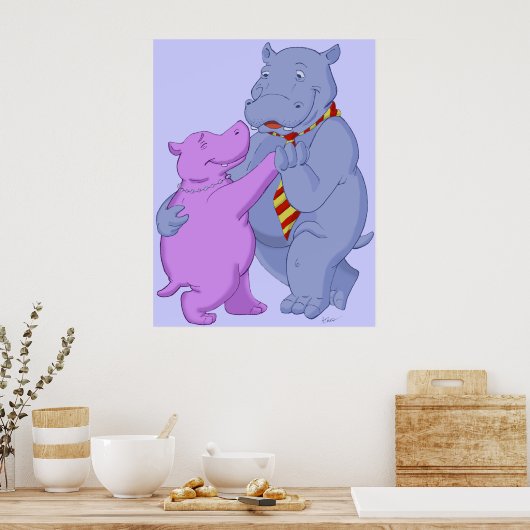 Tanzen Hippo Tango Poster Print (Küche)