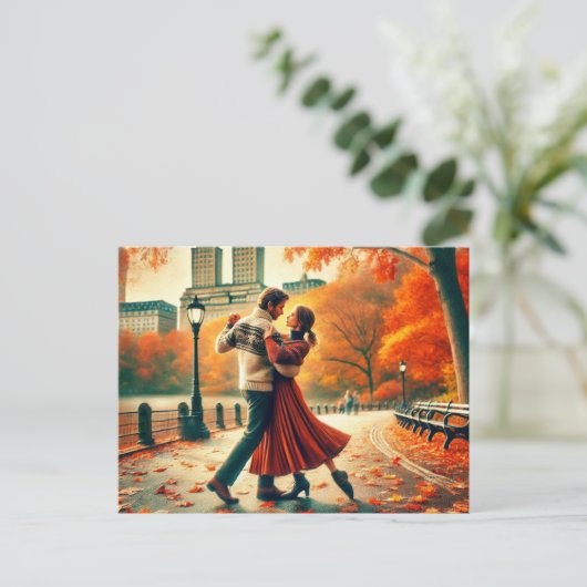 Tanzen im Central Park New York Herbst Postkarte (Stehend Vorderseite)