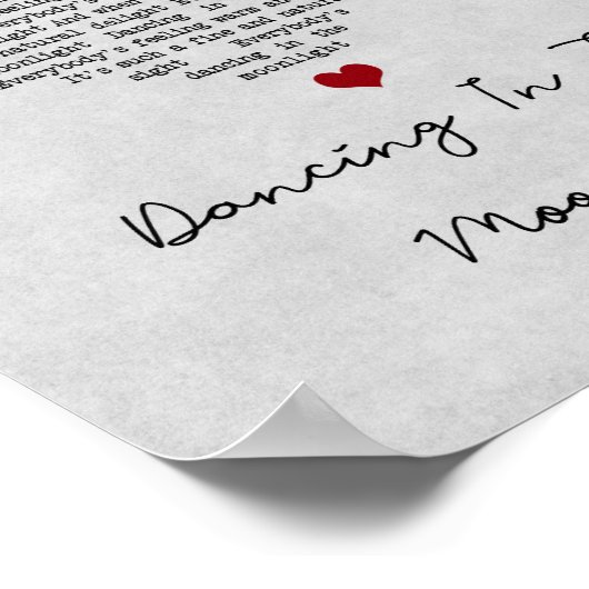 Tanzen im Mondlicht Graues Herz Song Lyric Poster (Ecke)
