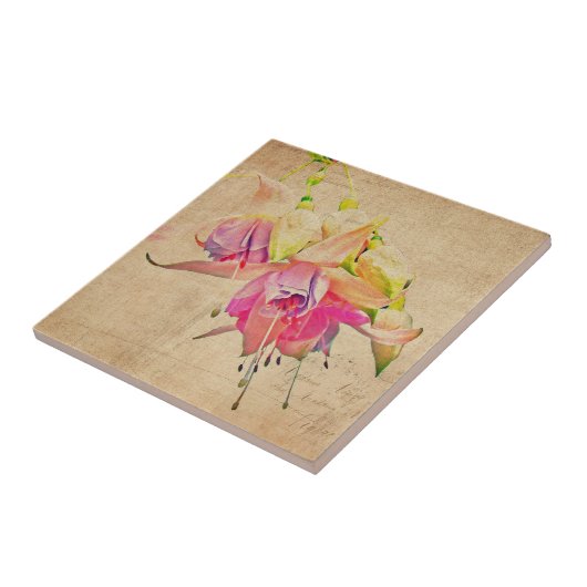 Tanzen im Wind - Fuchsien-Blume Fliese (Seite)