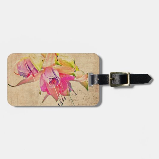 Tanzen im Wind - Fuchsien-Blume Gepäckanhänger (Vorderseite horizontal)