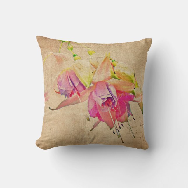 Tanzen im Wind - Fuchsien-Blume Kissen (Vorderseite)