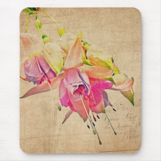 Tanzen im Wind - Fuchsien-Blume Mousepad (Vorne)