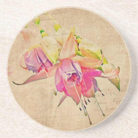 Tanzen im Wind - Fuchsien-Blume Sandstein Untersetzer (Vorne)