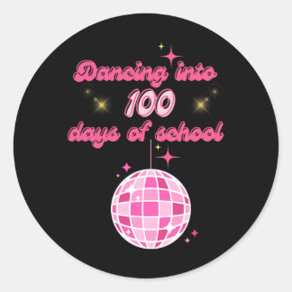 Tanzen in 100 Schultagen mit rosa Disco Ba Runder Aufkleber