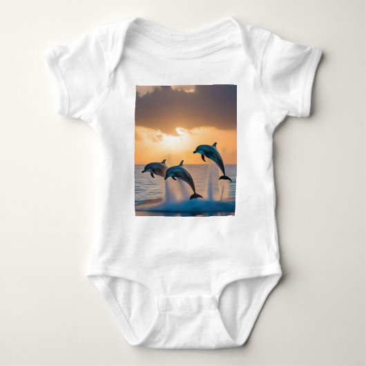 Tanzen in der Dämmerung: Drei Delphine springen Baby Strampler (Vorderseite)