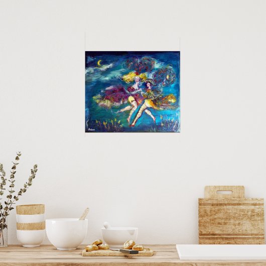 TANZEN IN DER NACHT Karneval Tänzer İn Mondlicht Poster (Küche)