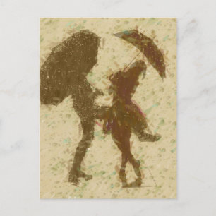 Tanzen in der Regenmalerei Postkarte