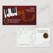 Tanzen Ivory Piano Gold Musiknote Visitenkarte (Vorne/Hinten)