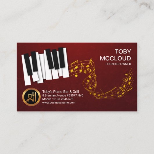 Tanzen Ivory Piano Gold Musiknote Visitenkarte (Vorderseite)