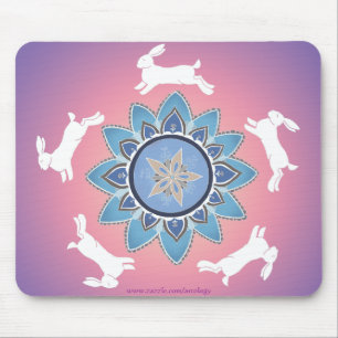 Tanzen-KaninchenMandala Mousepad (aquamarin)
