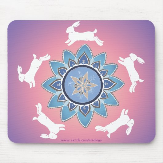 Tanzen-KaninchenMandala Mousepad (aquamarin) (Vorne)