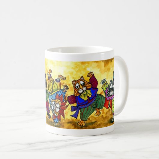 Tanzen-Katzen-Tasse Kaffeetasse (VorderseiteRechts)