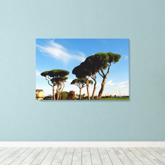 "Tanzen" Kiefernbäume, Digitale Kunst, Malerei. Leinwanddruck (Insitu (Holzboden))