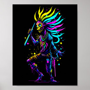 Tanzen Kokopelli Mystical Abstrakt Illustration Poster