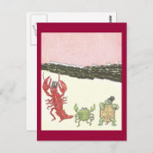 Tanzen Krustentiere & Turtle am Strand Postkarte (Vorne/Hinten)