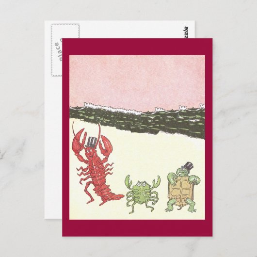 Tanzen Krustentiere & Turtle am Strand Postkarte (Vorne/Hinten)