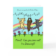 Tanzen Labradors an der Regenbogen-Brücke