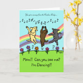 Tanzen Labradors an der Regenbogen-Brücke Karte (Gelbe Blume)
