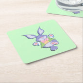 Tanzen Lila Osterhase Minze Rechteckiger Pappuntersetzer (angewinkelt)