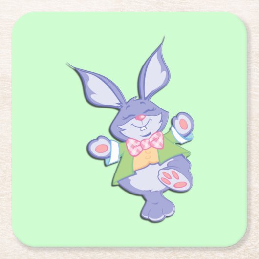 Tanzen Lila Osterhase Minze Rechteckiger Pappuntersetzer (Vorderseite)