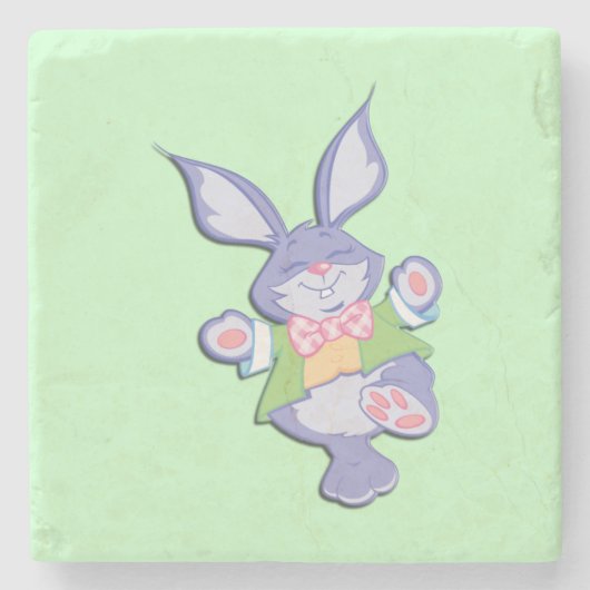Tanzen Lila Osterhase Minze Steinuntersetzer (Vorderseite)