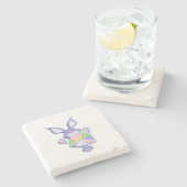 Tanzen Lila Osterhase Steinuntersetzer (Seitenansicht)