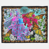Tanzen mit Blume & Schmetterlingen PV01 Fleecedecke (Vorderseite (Horizontal))