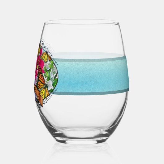 Tanzen mit Blume & Schmetterlingen PV01 Weinglas Ohne Stiel (Links)