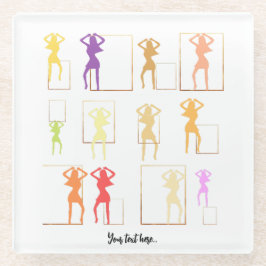 Tanzen mit Farben Weiblich Kaleidoskop Glasuntersetzer