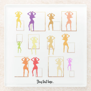 Tanzen mit Farben Weiblich Kaleidoskop Glasuntersetzer