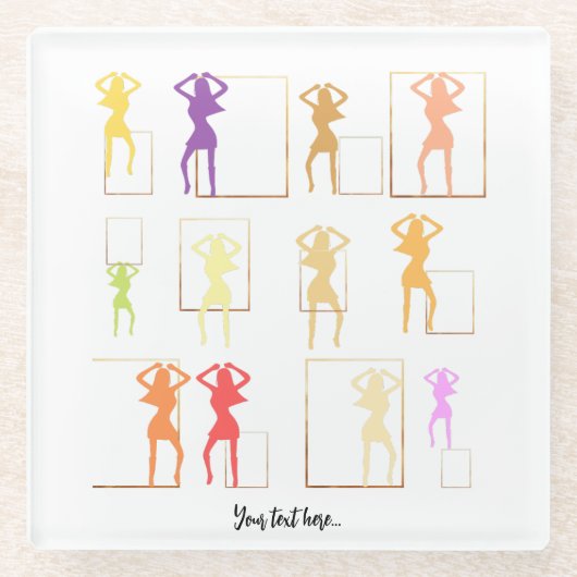 Tanzen mit Farben Weiblich Kaleidoskop Glasuntersetzer (Vorderseite)