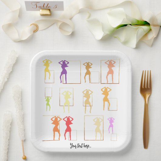 Tanzen mit Farben Weiblich Kaleidoskop Pappteller (Hochzeit)