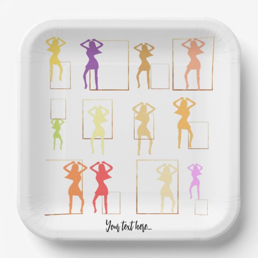 Tanzen mit Farben Weiblich Kaleidoskop Pappteller (Vorderseite)