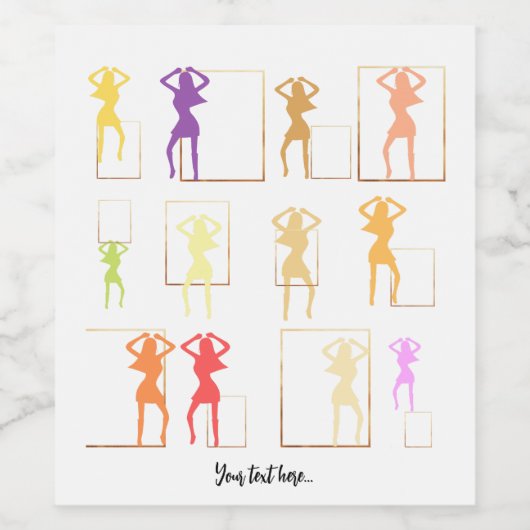 Tanzen mit Farben Weiblich Kaleidoskop Weinetikett (Einzelnes Label)