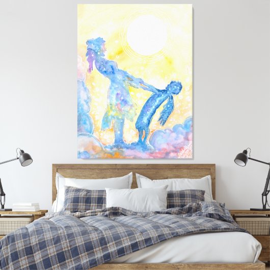 Tanzen mit meinem Engel Stretched Canvas Print Leinwanddruck (Insitu (Schlafzimmer))