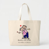 Tanzen mit N.E.D. - Rosa Brustkrebs Schleife Jumbo Stoffbeutel (Vorne)