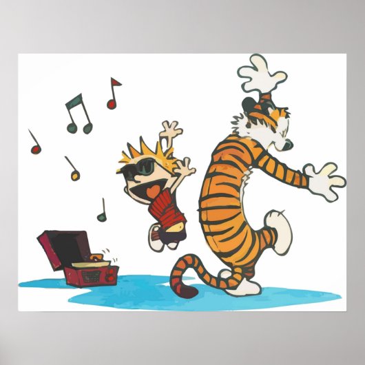 Tanzen mit Vinyl Phonograph Niedlich Hobbes Artwor Poster (Vorne)