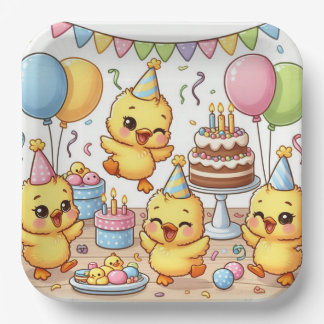 Tanzen Niedlich Ducklings Party Plate Pappteller