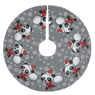 Tanzen-Pandas Polyester Weihnachtsbaumdecke