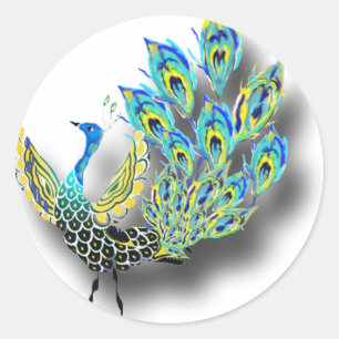 Tanzen-Pfau Runder Aufkleber