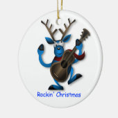 Tanzen-Ren mit Gitarre Rockin Weihnachten Keramik Ornament (Links)